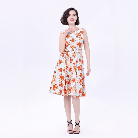NWT Miss Lulo Octopus Print Ruby Style Dress Size L - Picture 6 of 11